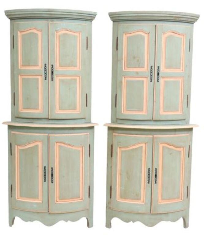 (2) FRENCH PAINTED CORNER CABINETS(pair)