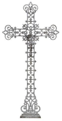 FRENCH CAST IRON CRUCIFIX CROSS, 19TH