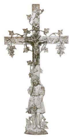 FRENCH CAST IRON CRUCIFIX CROSS,