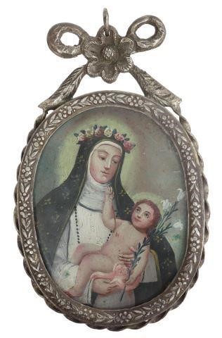 SPANISH COLONIAL DOUBLE SIDED RELIQUARY 35779b