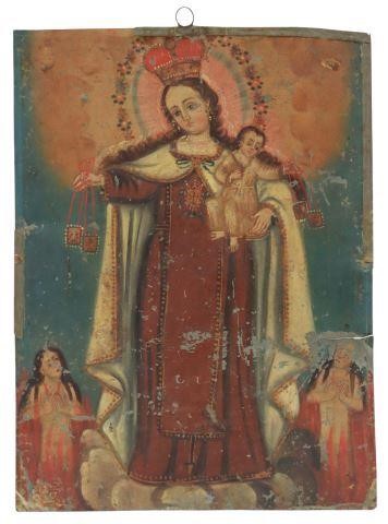 OIL ON TIN RETABLO LADY OF MT 3577a1