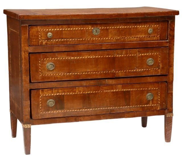 LOUIS XVI WALNUT THREE DRAWER COMMODE  3577d4