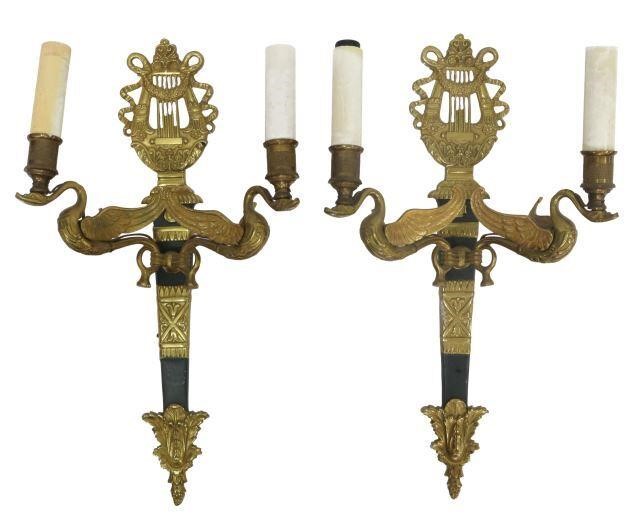 (2) FRENCH EMPIRE STYLE TWO-LIGHT SCONCES(pair)