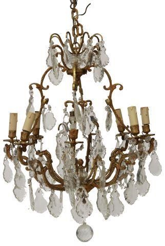 ITALIAN GILT METAL CRYSTAL 8 LIGHT 3577ff