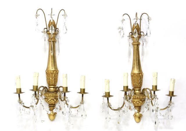 (2) ITALIAN GILTWOOD & CRYSTAL