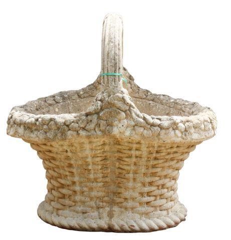 LARGE FRENCH CAST STONE BASKET 357806