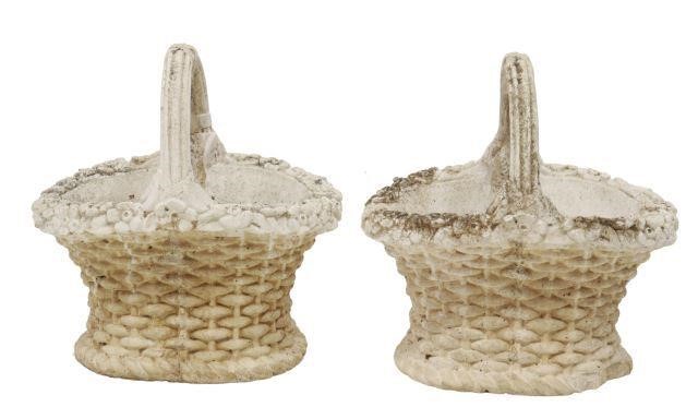 (2) FRENCH CAST STONE BASKETS W/