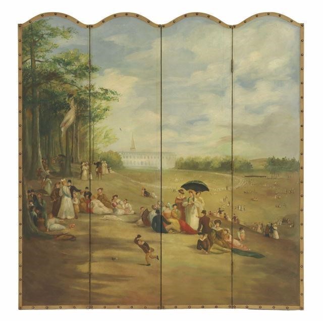 HAND-PAINTED FOUR-PANEL FOLDING