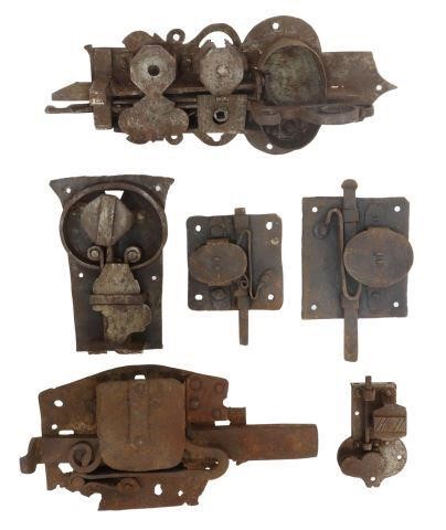 (6) FRENCH WROUGHT IRON LOCKS,