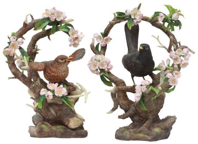  2 BOEHM PORCELAIN BLACKBIRDS 35788a