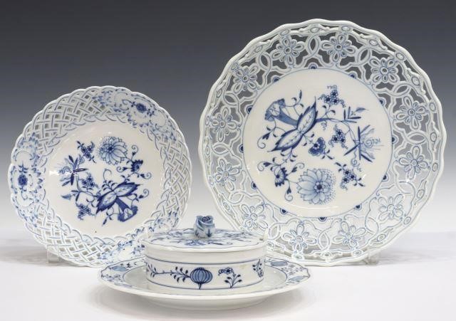 (3) MEISSEN BLUE ONION PORCELAIN,