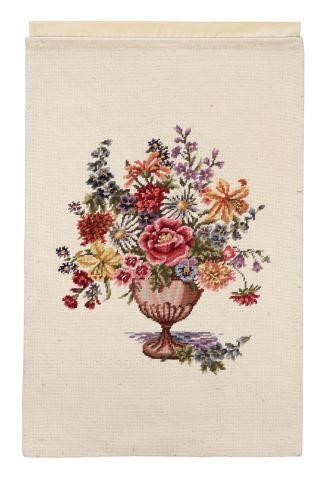 FLORAL NEEDLEPOINT WALL HANGING  3578aa