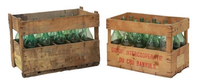  2 FRENCH VINEYARD WINE CRATES 3578a4