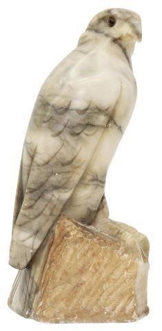 ITALIAN CARVED ALABASTER HAWK GLASS