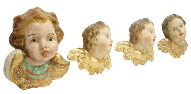  4 ITALIAN PAINTED GILT PUTTI 3578d2