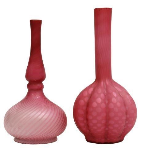 (2) VICTORIAN MOP PINK SATIN CASED