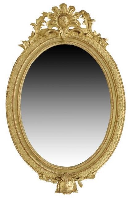 FRENCH GILTWOOD OVAL WALL MIRRORFrench