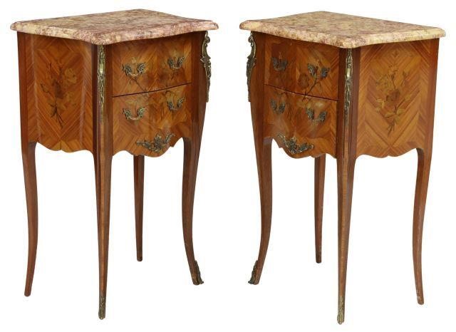  2 FRENCH LOUIS XV STYLE MARBLE TOP 35790d