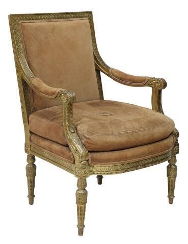 FRENCH LOUIS XVI STYLE GILT FAUTEUIL 35791b