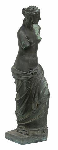 PATINATED BRONZE VENUS DE MILO SCULPTURE,