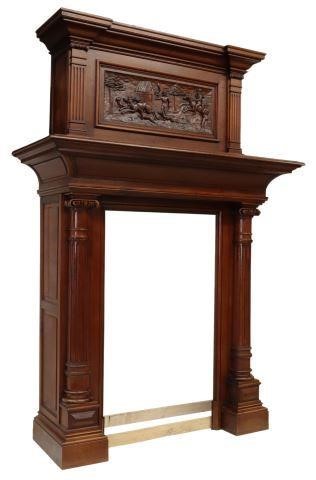 FRENCH HENRI II STYLE WALNUT FIREPLACE 357981