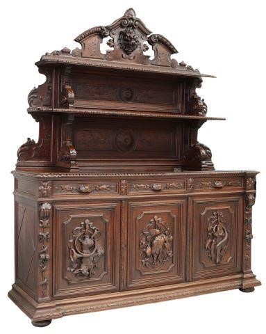 FRENCH HENRI II STYLE CARVED OAK 357989