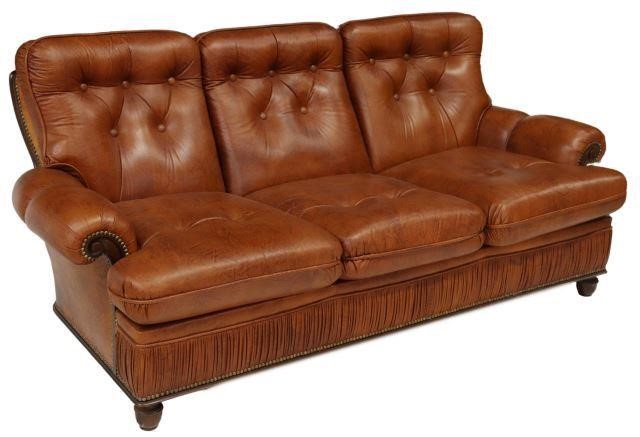 ITALIAN BUTTON-TUFTED LEATHER SOFAItalian