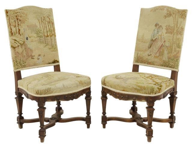  2 FRENCH LOUIS XIV STYLE UPHOLSTERED 3579b2