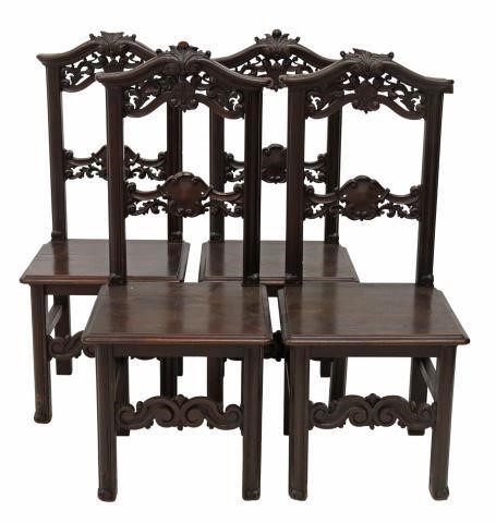 (4) BAROQUE STYLE CARVED WALNUT