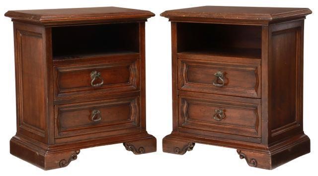 (2) ITALIAN BAROQUE STYLE WALNUT