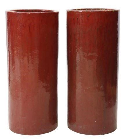  2 ARCHITECTURAL TALL RED GLAZED 357a13