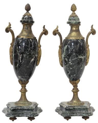 (2) FRENCH BRONZE-MOUNTED MARBLE