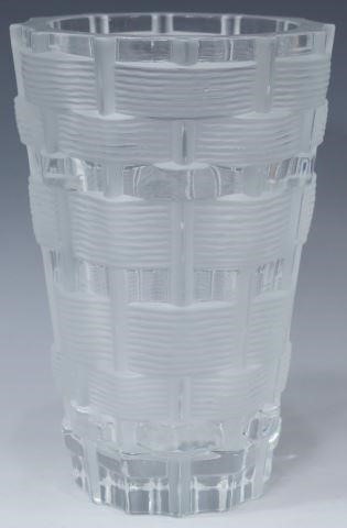 FRENCH LALIQUE BASKET-WEAVE FROSTED