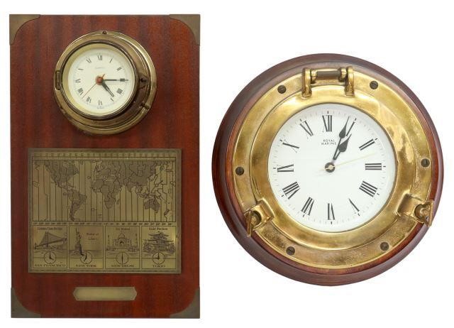 (2) GERMAN NAUTICAL BRASS PORTHOLE CLOCKS(lot