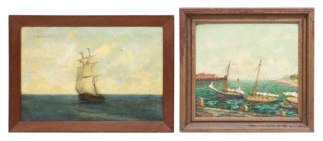  2 FRAMED PAINTINGS SAILBOATS  357aba