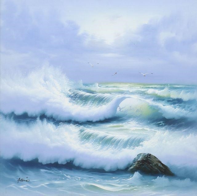 SIGNED ANTONIO SEASCAPE PAINTING,