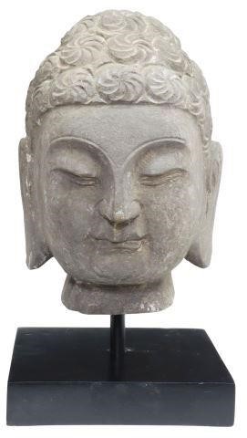 CARVED STONE HEAD OF THE BUDDHACarved