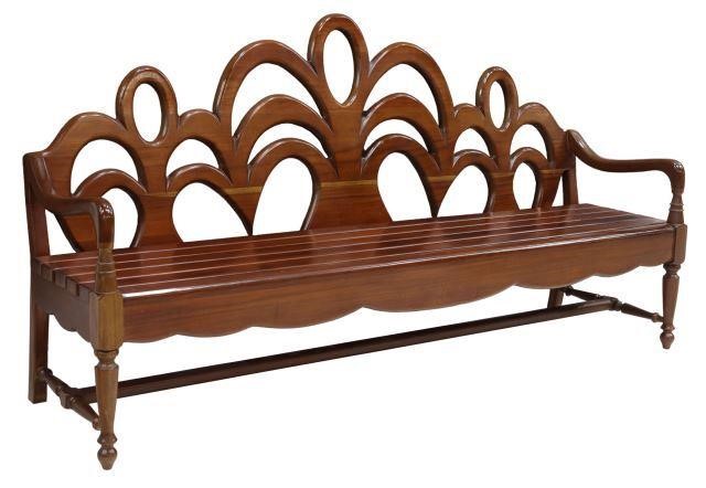 COLONIAL STYLE SOLID MAHOGANY BENCH,