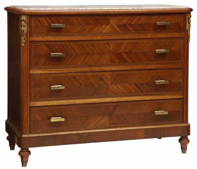 FRENCH MARBLE-TOP MAHOGANY COMMODEFrench