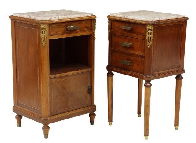 (2) FRENCH MARBLE-TOP MAHOGANY