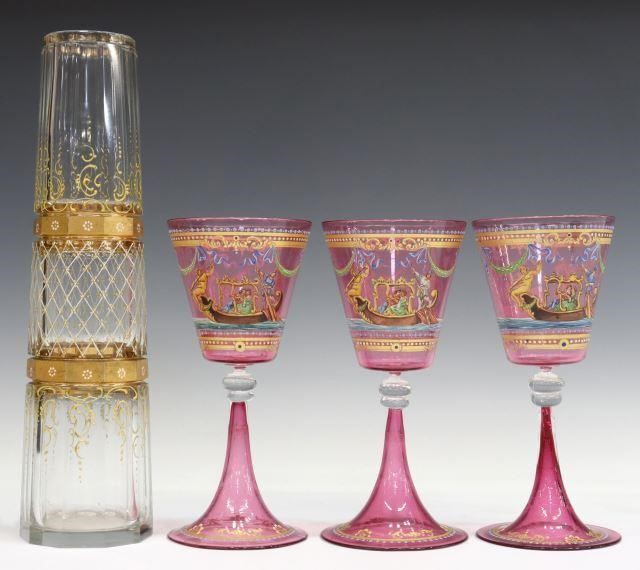 (4) CONTINENTAL HAND-PAINTED GLASSWARE(lot