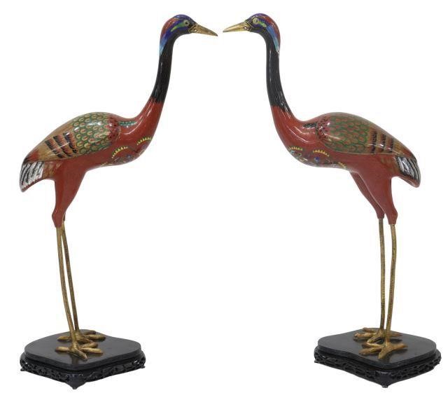(2) CHINESE CLOISONNE ENAMEL STANDING