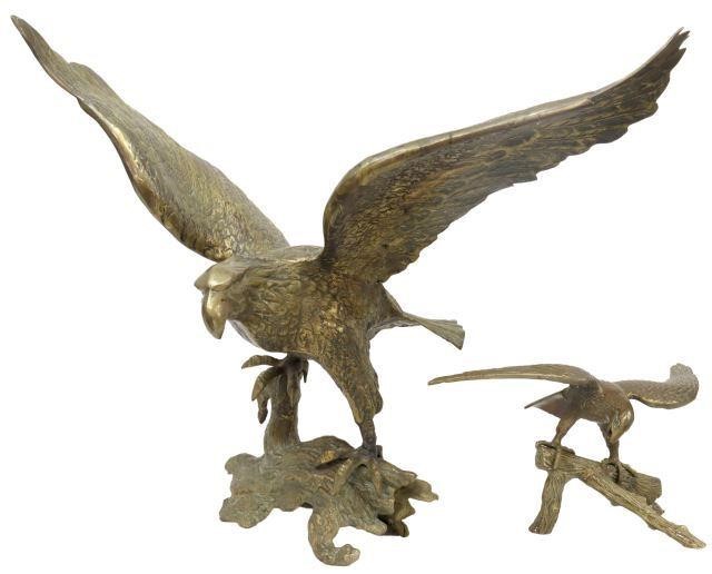  2 BRASS EAGLE SCULPTURES lot 357baf