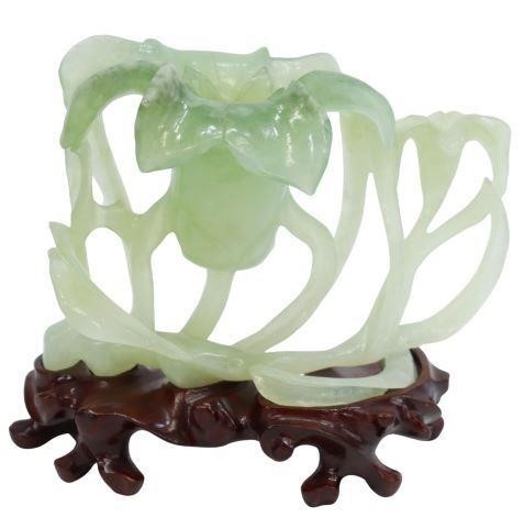 CHINESE CARVED GREEN HARDSTONE