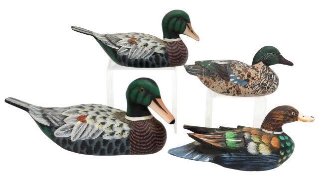 (4) HAND-PAINTED CARVED WOOD MALLARDS