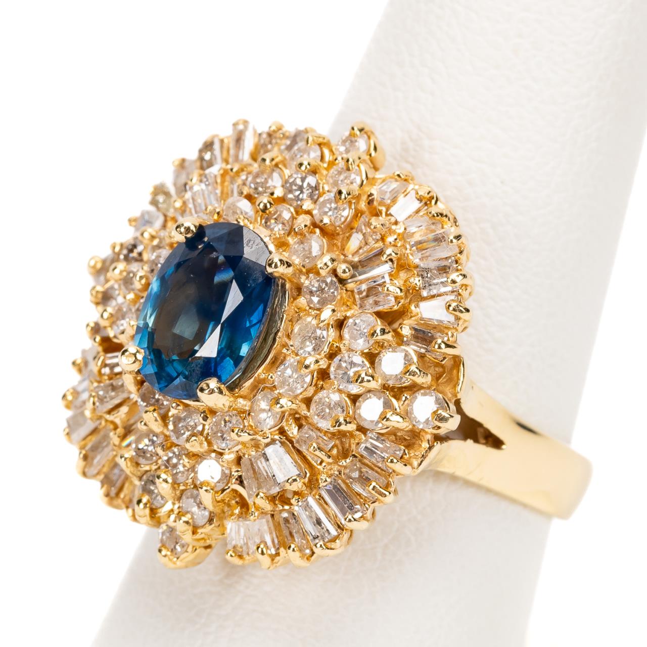 SAPPHIRE DIAMOND 14K GOLD HALO 357bd8