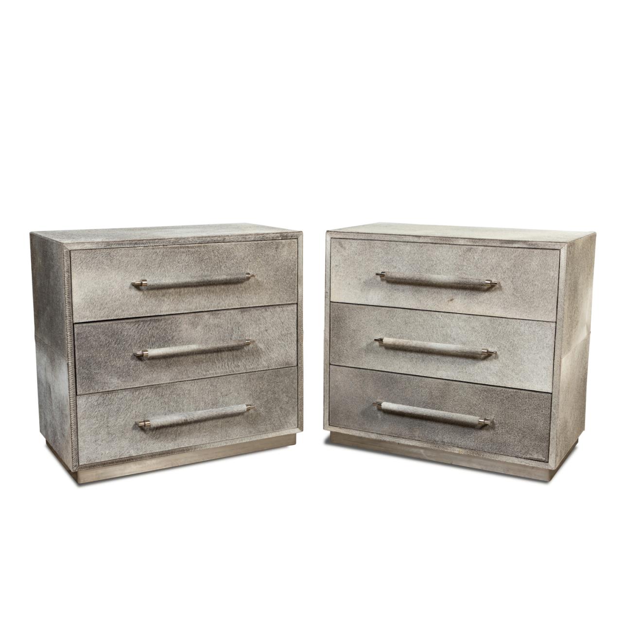 PAIR, BERNHARDT COWHIDE COVERED