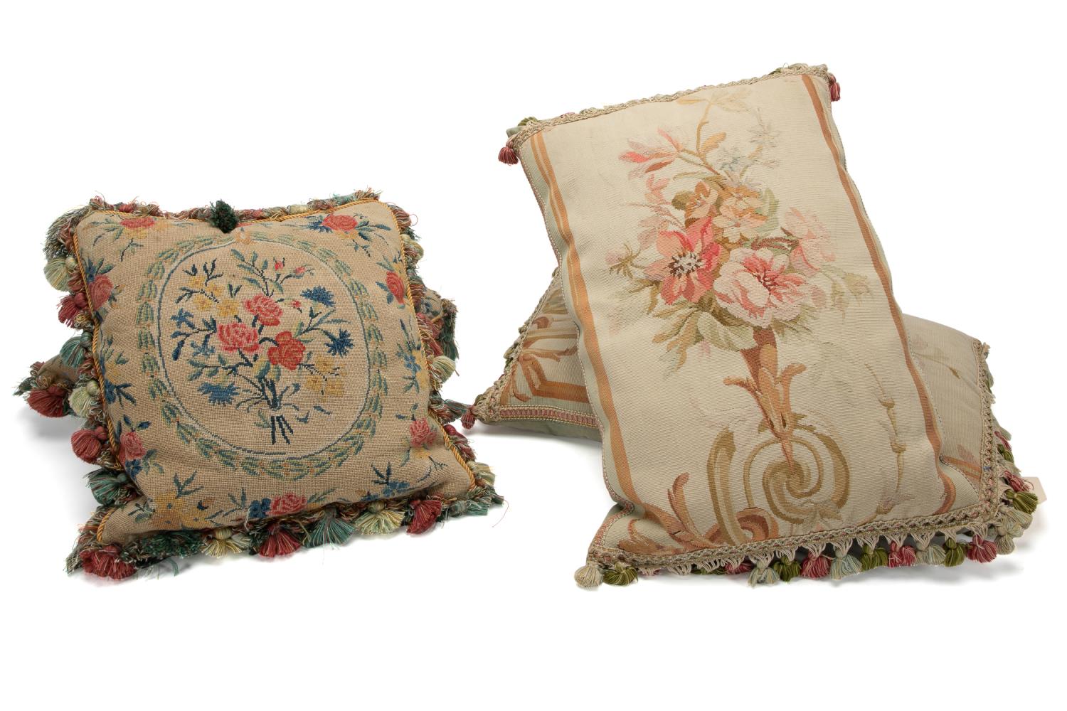 FOUR FLORAL ACCENTS PILLOWS, TWO