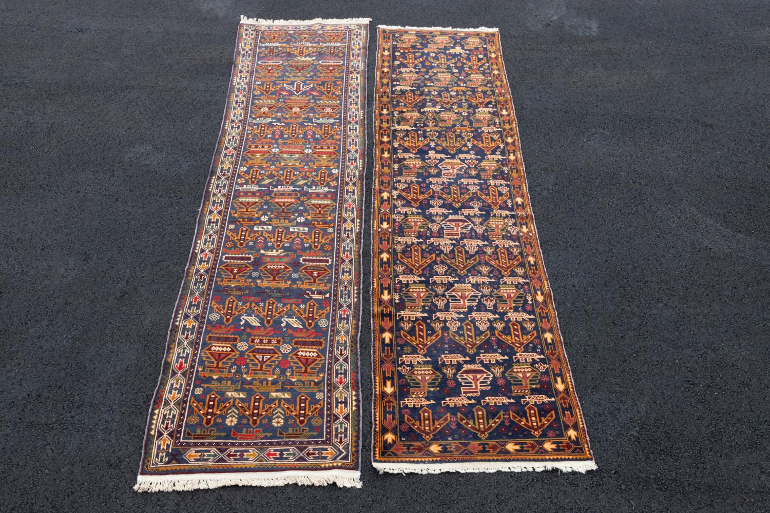 TWO AFGHAN HAND KNOTTED WOOL WAR  357cc7