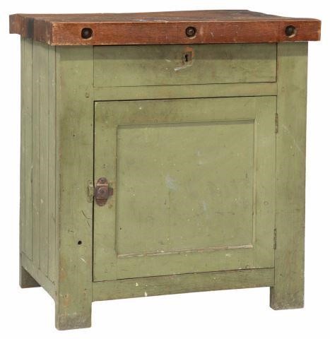 RUSTIC FRENCH WORK TABLE CABINETRustic